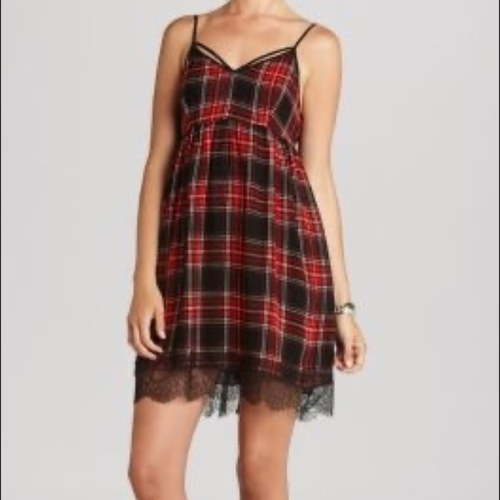 BCBGeneration red plaid and lace dress
